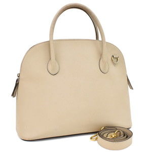 Celine 2Way Handbag Shoulder Bolide Type Leather Beige Vintage